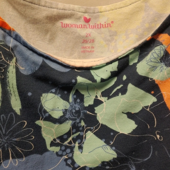 Woman Within Floral Blue Tank Overlay Maxi Dress Pockets Spring Plus Sz 26/28W - Picture 4 of 6